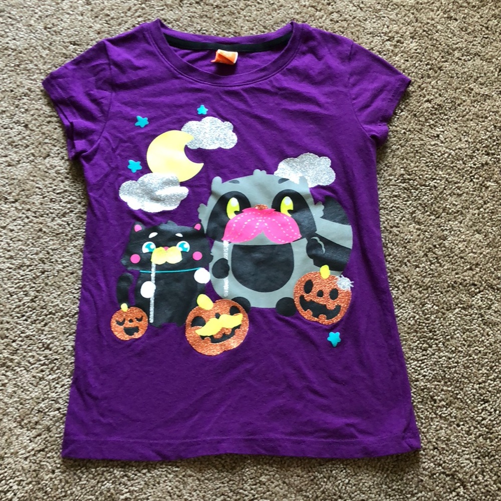 Halloween Shirt Girls Size 7/8‎ Purple Pumpkins